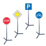 Road signs on a movable stand