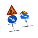 Portable folding stand with two signs